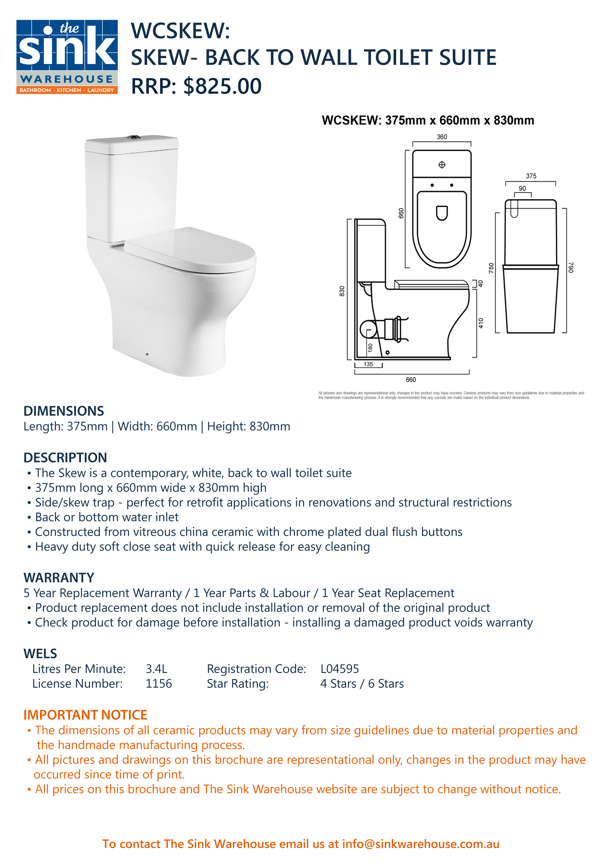 Skew Back To Wall Toilet Suite The Sink Warehouse